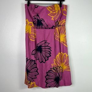 ANTHROPOLOGIE SARIAH Strapless Floral Agave Burst Pink Mini Dress Womens 10